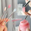 Portable Silicone Lip Brush With Cover Soft Multifunctional Lip Balm Applicator Lipstick Lipgloss Eyeshadow Makeup Brushes