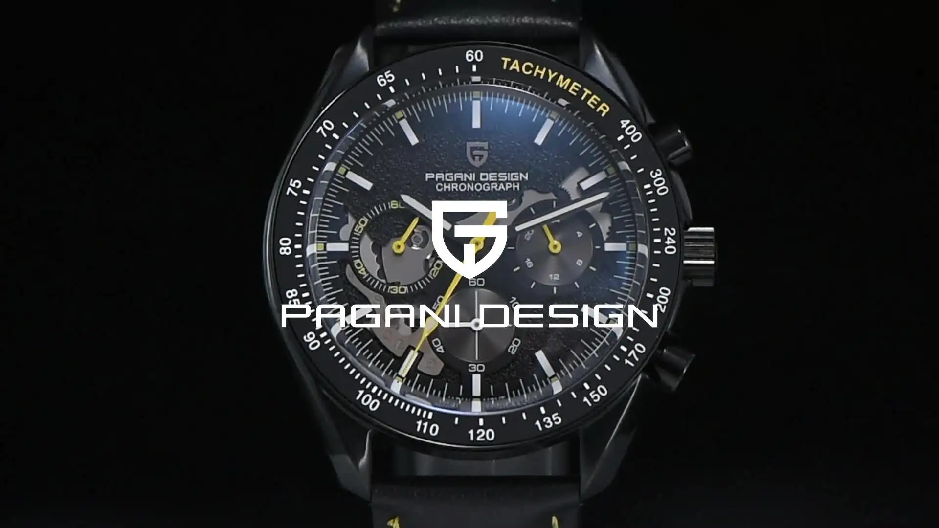Pagani Design New Moon Dark Mens Skeleton Chronograph Quartz Watch AR Image 2