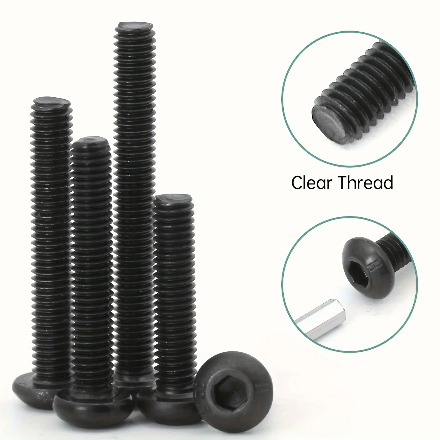 Button Head Socket Cap Screws Bolts And Nuts Flat Washers Assortment Kit, 10.9 Grade Alloy Steel