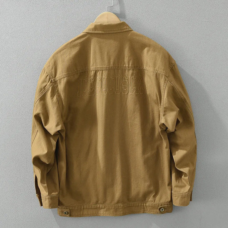 2024 Spring New Vintage 100% Cotton Cargo Jackets for Men Clothing Simple Casual Big Pocket Streetwear Men CM6979