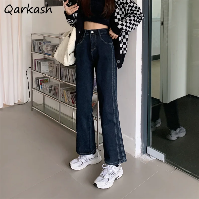 

Jeans Women Retro All-match Straight Spring Ulzzang Baggy Denim Trouser Vintage Casual High Waist Street Style BF Mujer College