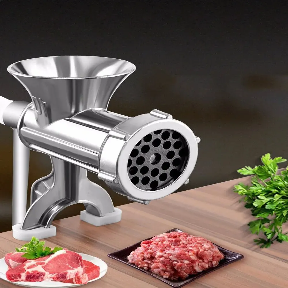 Description Picture 3 of item1PC Manual Meat Grinder Silver Aluminum Alloy Powerful Home SausageVegetable Chopper Pepper Kitchen Appliances