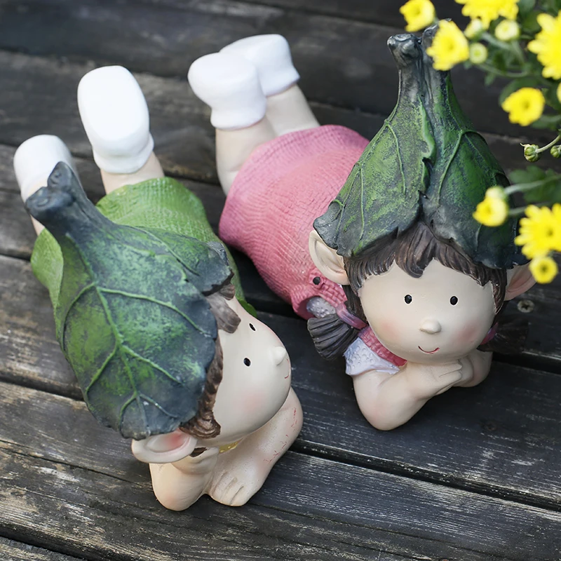 

Pastoral Cute Cartoon Doll Kids Resin Ornaments Courtyard Garden Villa Sculpture Decoration Outdoor Balcony Furnishing Crafts