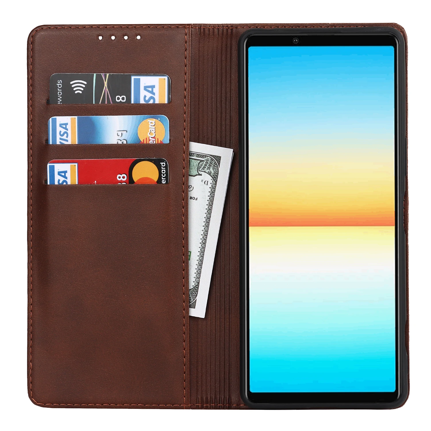 가죽 케이스  Xperia 1 IV 플립 케이스 카드 홀더 홀스터 자기 매력 커버 케이스 지갑 케이스