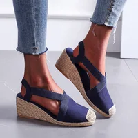 Sandales d'été pour femmes 2024 paille tressée talons compensés Espadrilles sandales grande taille femme chaussures femme gladiateur Slingback chaussures 1