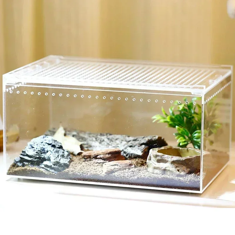 Reptile Habitat Terrarium Breeding Box Transparent Acrylic Leak-proof Cage Insect Feeding