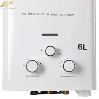 Chauffe-eau sans réservoir au propane 6L 12KW en acier inoxydable, chauffe-eau instantané pour le camping en plein air avec kit de douchette 3