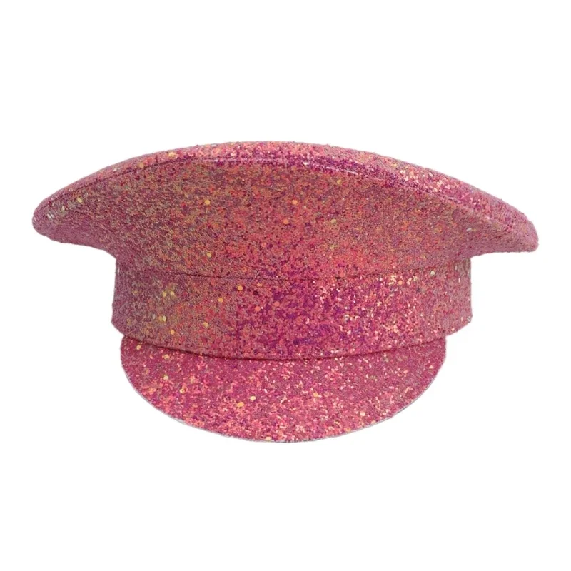 

Trendy Sequins Navy Hat Women Cap Christmas Halloween Performances Military Hat for Wedding Party Photography