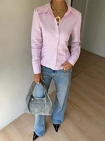 Chemise à manches longues pour femmes, élégante, Design de cravate au dos, bureau, coupe cintrée, rayures, col rabattu, chemisier, printemps automne 3