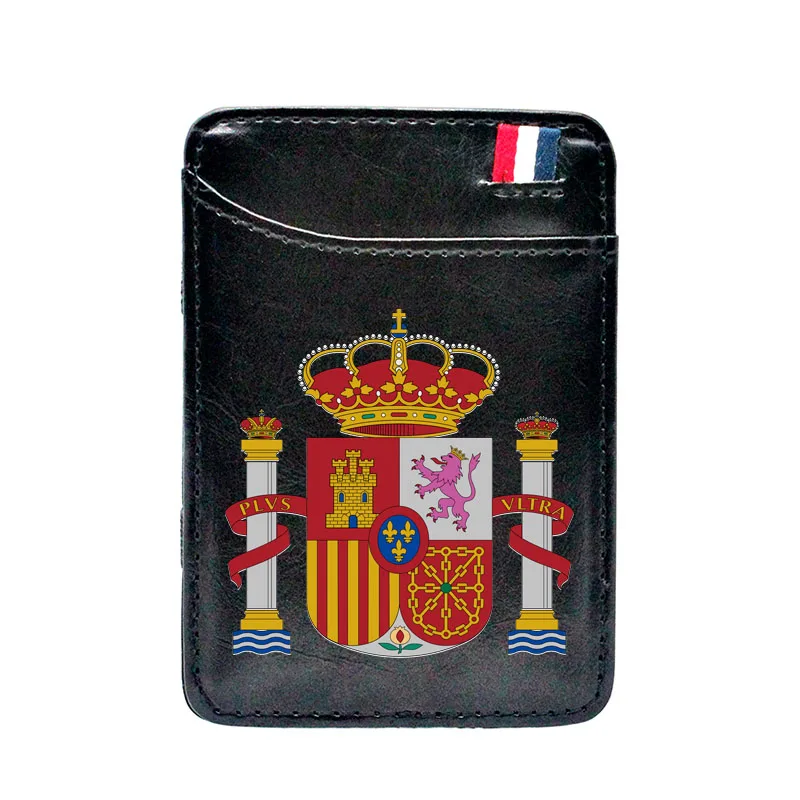 

Black Fashion Reino de España Printing Leather Magic Wallets Classic Men Women Money Clips Card Purse Cash Holder BE825