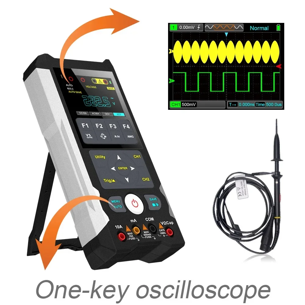 Digital Multimeter Digital Oscilloscope Signal Generator TOOLTOP ET829 2 Channel 80MHz Digital Storage Oscilloscope Multimeter Signal Generator 3 in 1 Electronic Automobile Power Repair
