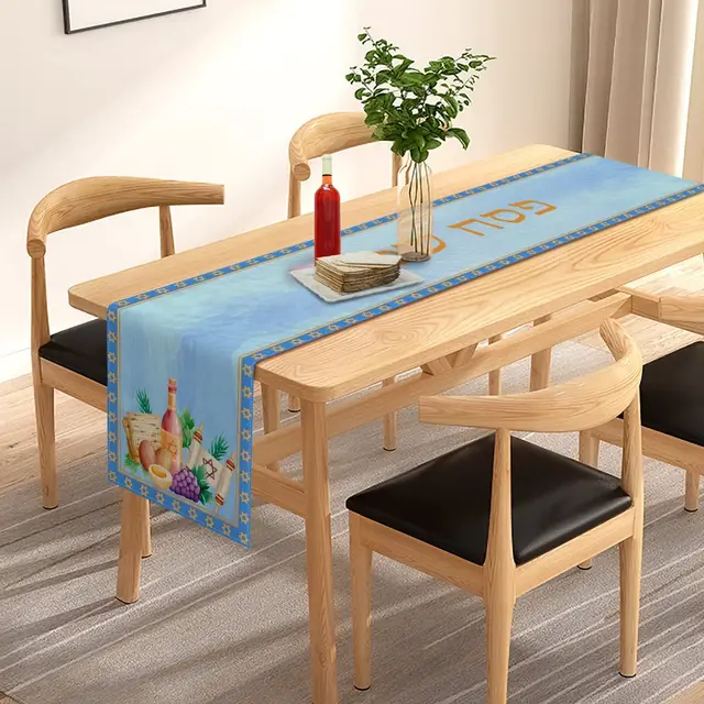 Húsvéti Ágynemű Asztal Futó Pesach Seder Matzoh Vörösbor Sztárja, David Zsidó Asztali Üdülési Party Dekoráció - Image 2