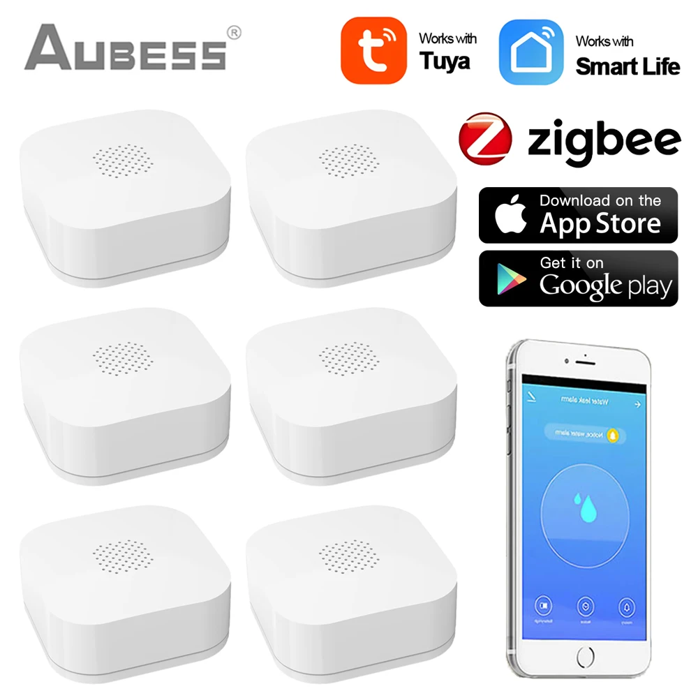 

Tuya Zigbee Water Leak Sensor Flood Alarm Detector Security Protection APP Remote Monitoring Smart Home Works With Smart Life