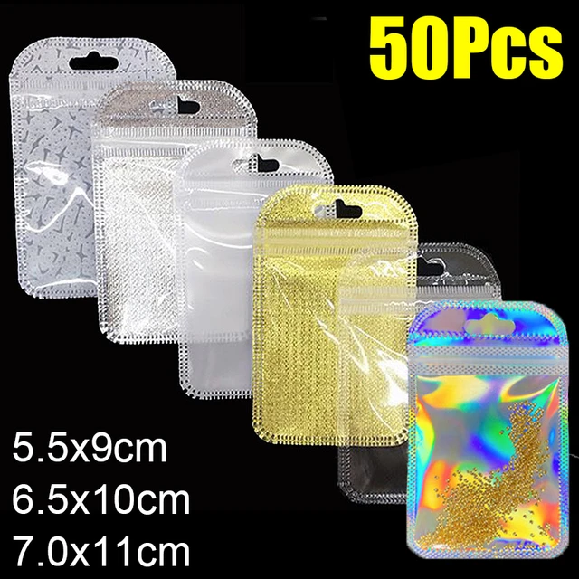 Jewelry Plastic Bags Packaging  Jewelry Bags Plastic Seal Zip - 50pcs  Plastic Bags - Aliexpress