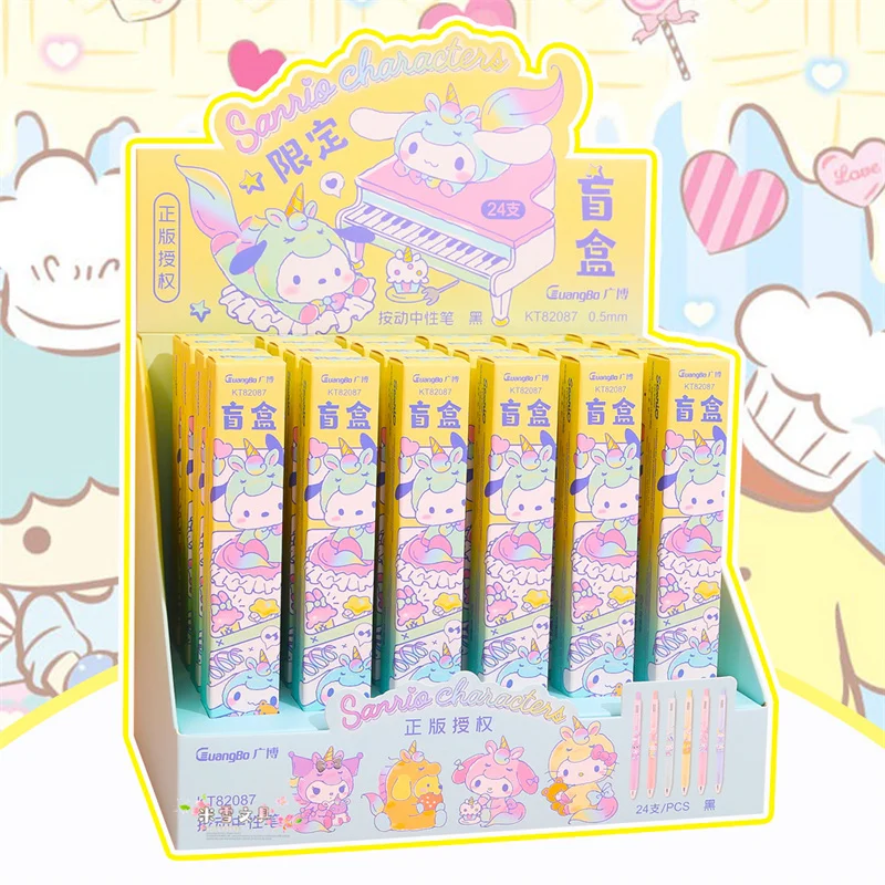 

24pcs/lot Sanrio Melody Pochacco Kitty Press Gel Pen Cute 0.5mm Black Ink Neutral Pens Promotional Gift Office School Supplies