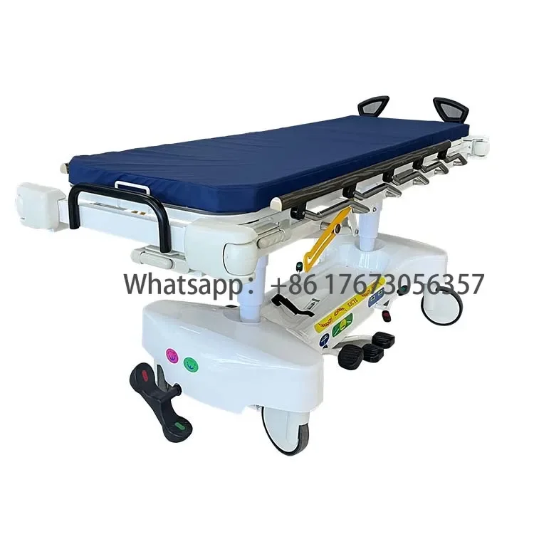 

Newest Multi-Function Double Layers Hospital Emergency Patient Hydraulic Transfer Stretcher Bed With Adjustable Height