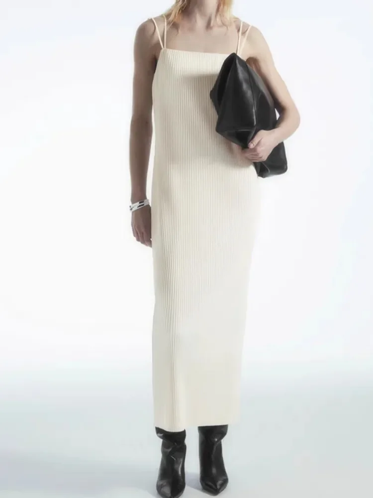 

Женское платье, новинка весны 2024, облегающее Повседневное платье средней длины в рубчик на бретелях, с квадратным вырезом, без рукавов