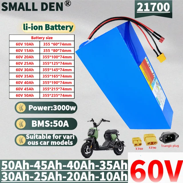 60V 50Ah-10Ah 21700 16S 10P 3000W outil électrique batterie de secours extérieur avec batterie Rechargeable 50A BMS 1