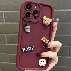 Cute 3D Bear Cartoon Silicone Case - Protective Back Cover for Honor Magic5Pro (Wine Red)