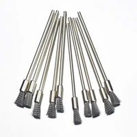 10Pc Stainless Steel Wire End Brush Pen Shape Bristle Scratch Brushes Extension Rod 1/8" Shank For Power Rotary Tool 1