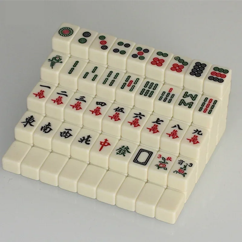 144개 미니 중국 마작 타일 20*14mm/26*18mm 게임 세트 틴 박스 포장 휴대용 여행용 보드 게임 가족 파티용