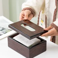 Walnut Wood Tissue Box Commercial Hotel Restaurant Paper Drawer Square Wooden Box Advertising Paper Drawer 2