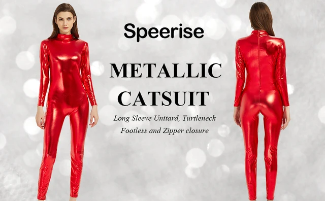 Speerise Womens Bodysuit, Metallic Spandex Unitard