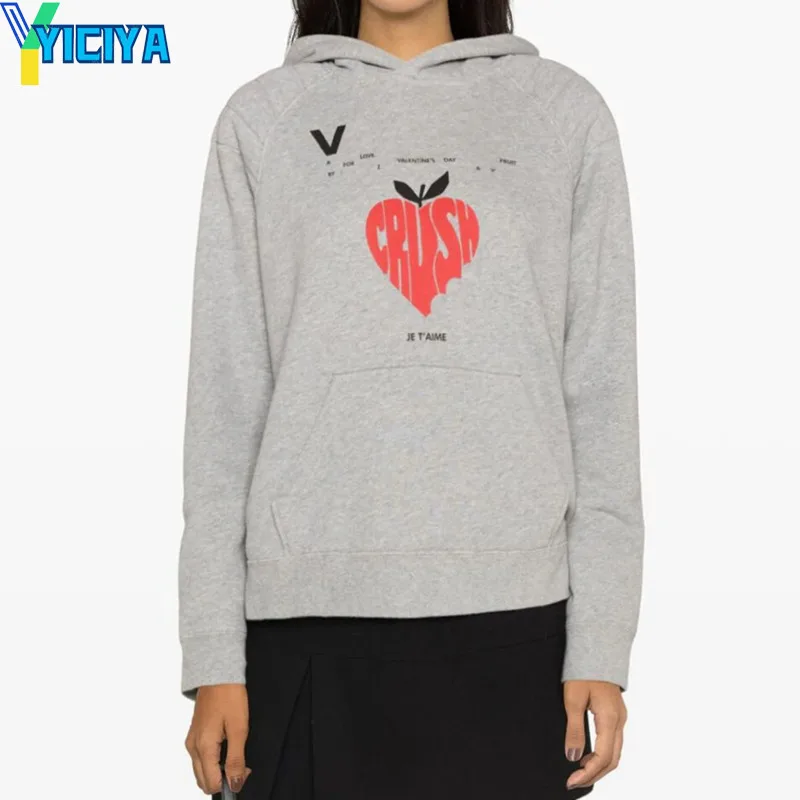 

YICIYA ZV brand Hoodie Apple printing Y2k Sweatshirts Hoodies Woman vintage Long Sleeves Pullovers Hooded Shirt woman clothes