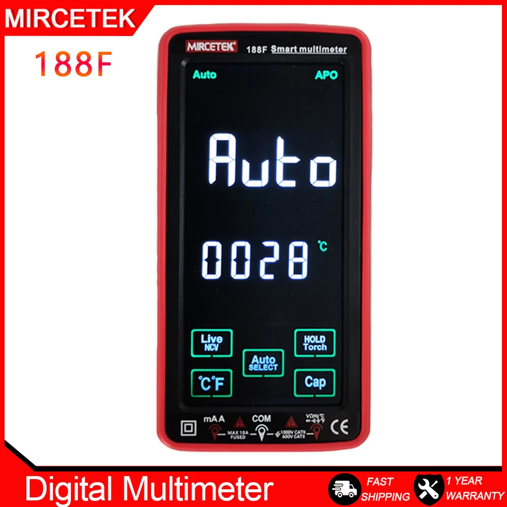 

MIRCETEK 188F Digital Smart Multimeter 600V AC DC Voltage Diode Freguency Multitester Current Tester with Buzzer Function