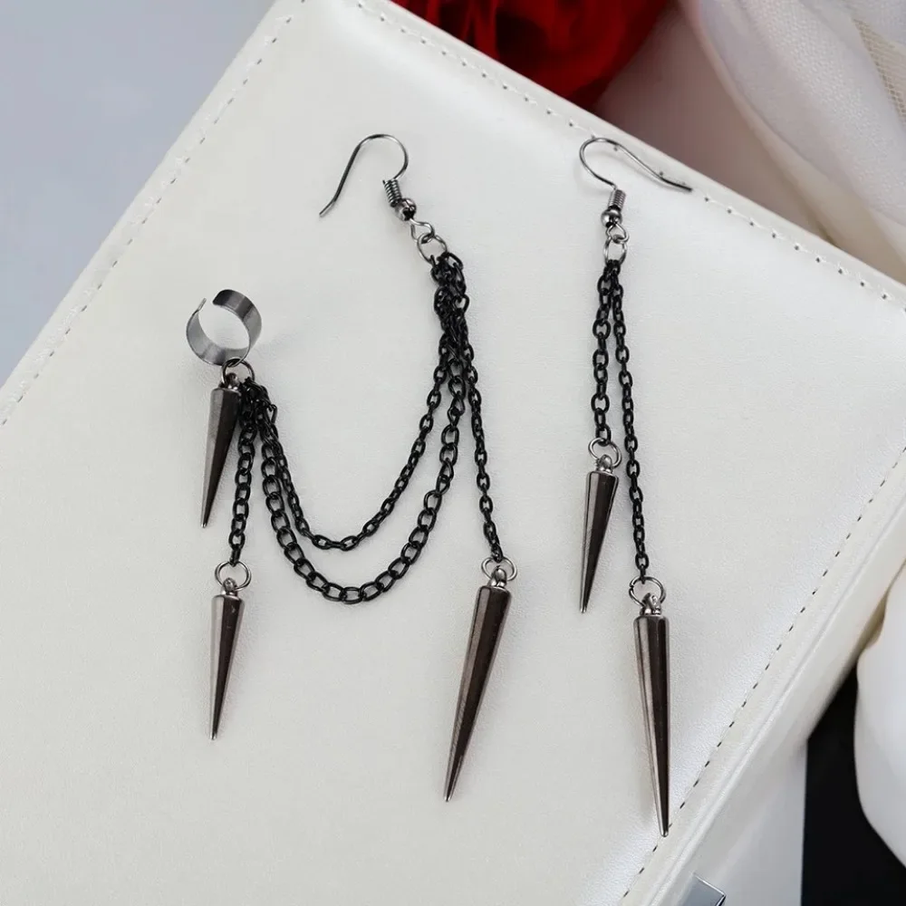 Punk Gothic Style Niche Tassel Long Chain Earrings Hip-hop Earrings Women's Street Party Fashion Creative Trend Jewelry