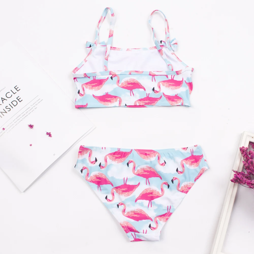 2-8 Years Kids Girls Swimsuit Children Print Bow Deco Bikini Set Summer Baby Kids Girl Biquini Beachwear Swimming Suit Swimwear - 4