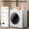 Laundry Dryer, 2.6 cu ft Front Load Stainless Steel Clothes Dryers with Exhaust Pipe, 1400W, Control Panel Four-Function Portabl 2