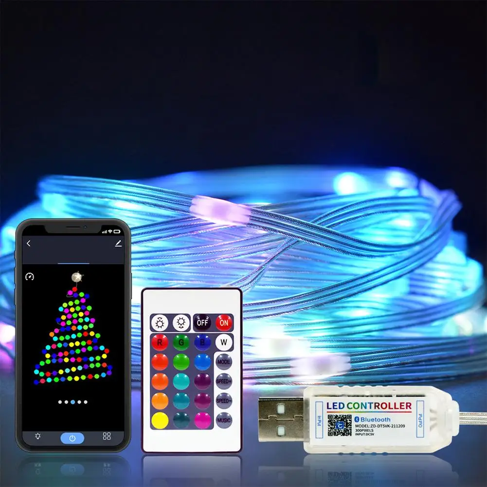

Wireless Bluetooth-compatible Strip Lights Diy Color Changing Light Christmas Decorative Usb Led Atmosphere Lamp