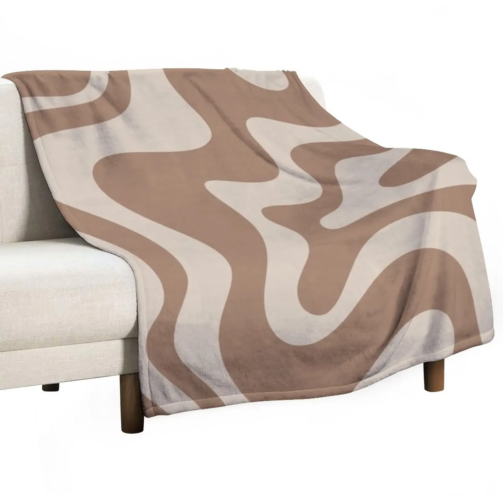 

Retro Liquid Swirl Abstract Pattern in Creamy Milk Chocolate Brown Throw Blanket Single Soft Big blankets and throws Blankets