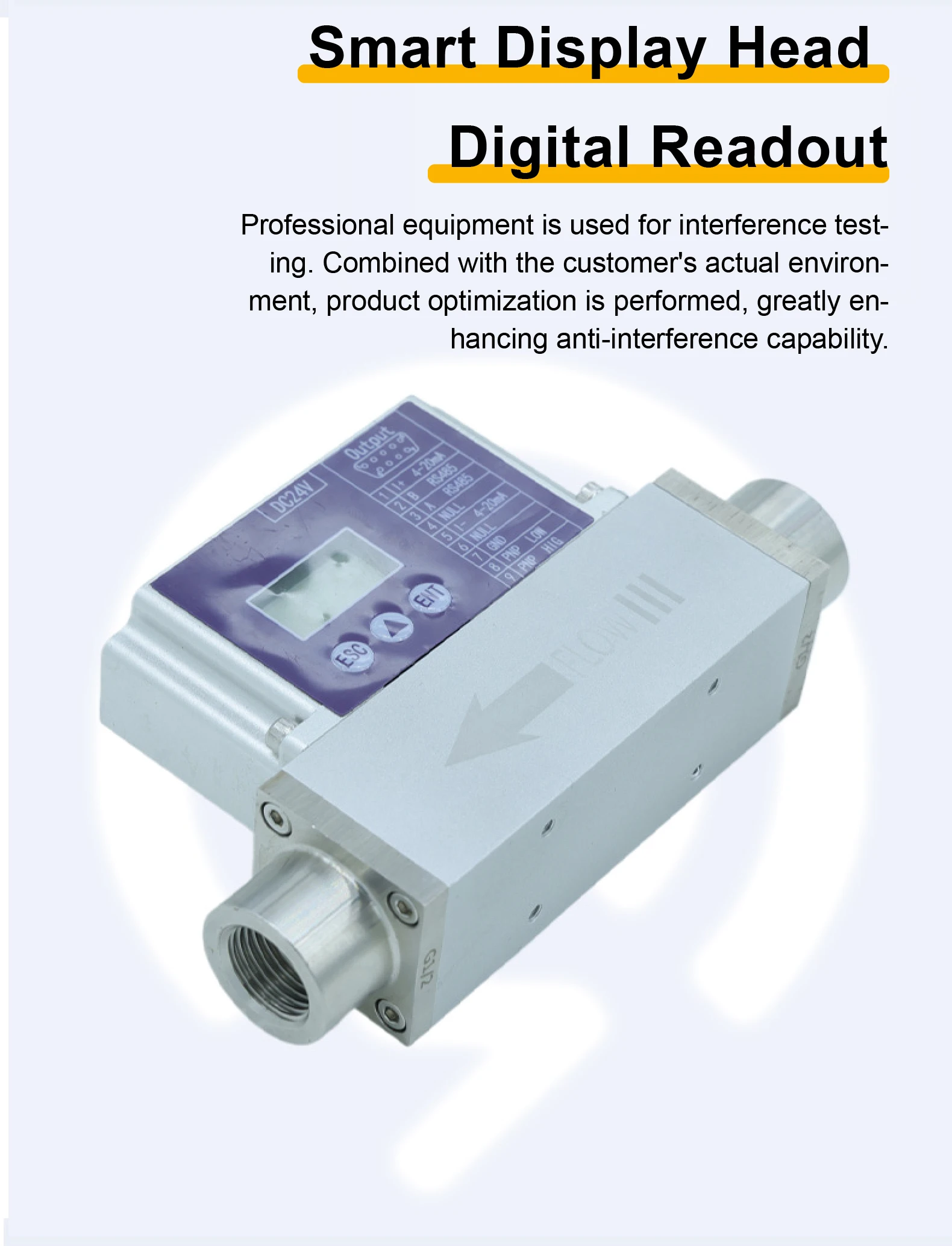 MEMS Thermal Gas Flow Meter LCD Display for Compressed Air Nitrogen Oxygen Monit