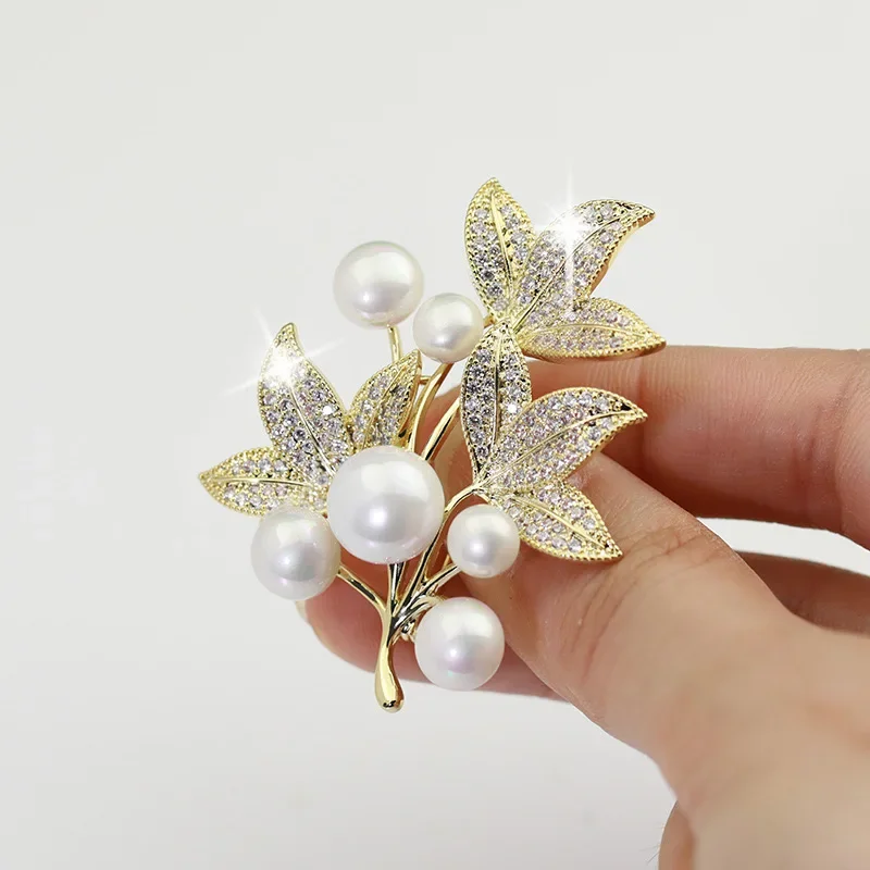 Pearl Brooches For Women Elegant Metal Fixed Clothing Pins Daily Jewelry Accessories pearl brooches