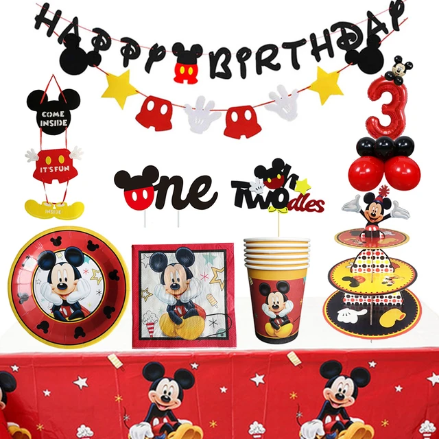 Disney Mickey Mouse Kid Favor 1st Birthday Party Diy Decor Banner Ballons Decor  Birthday Party Disposable Tableware Supplies - Party & Holiday Diy  Decorations - AliExpress