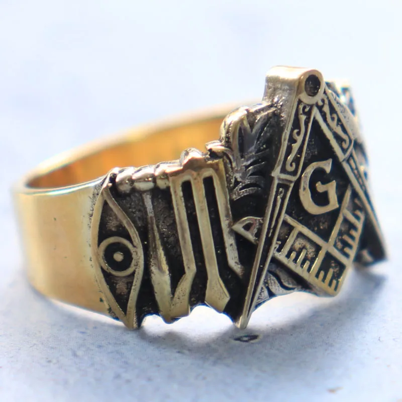 10g Mason Man Gold Ring Mens Religious Art Relief Customized 925 Solid Sterling Silver Different Sizes 9-13