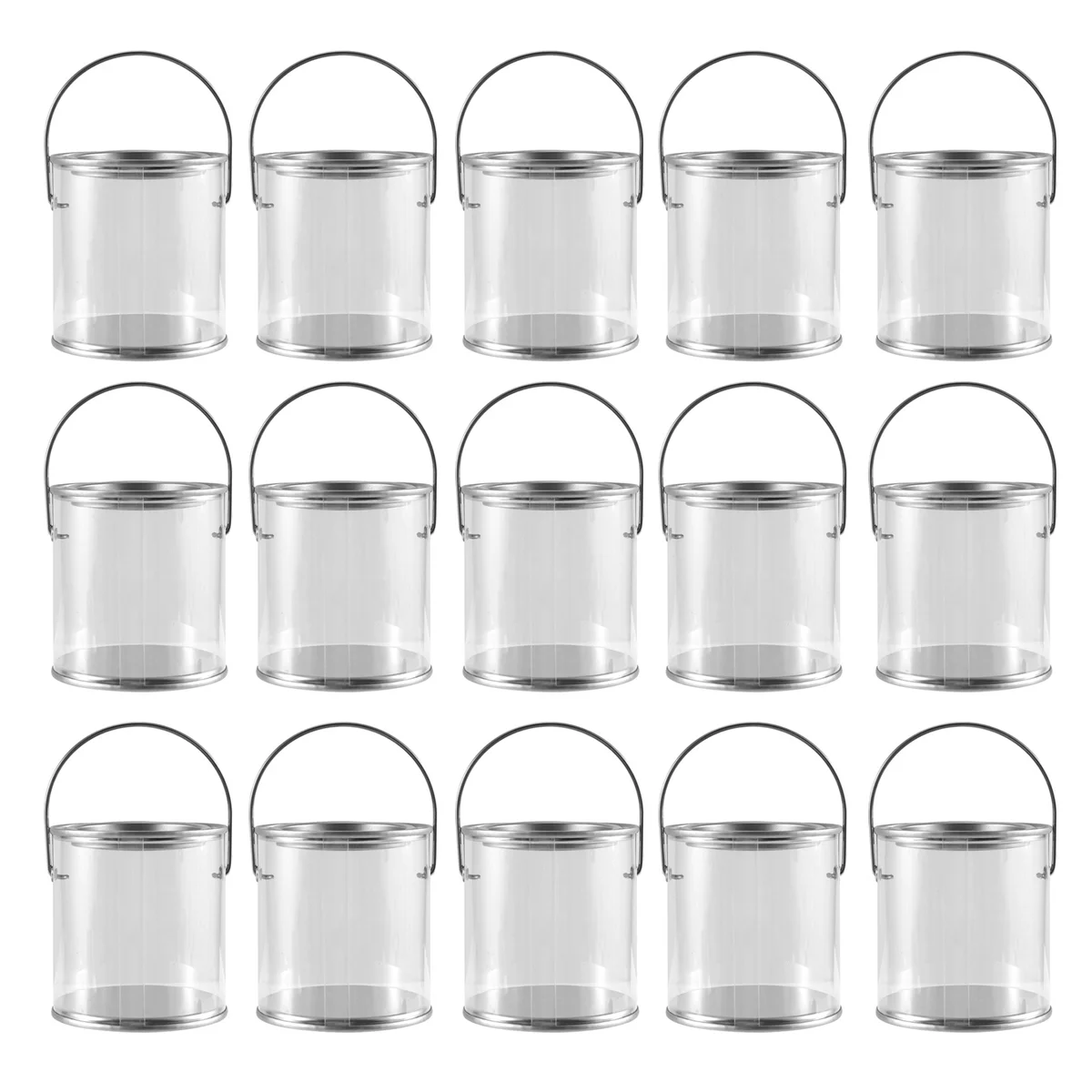 

15 Pcs Mini Clear Paint Can Containers 2.95 Inch Tall Empty Paint Cans with Lids PVC Small Paint Bucket