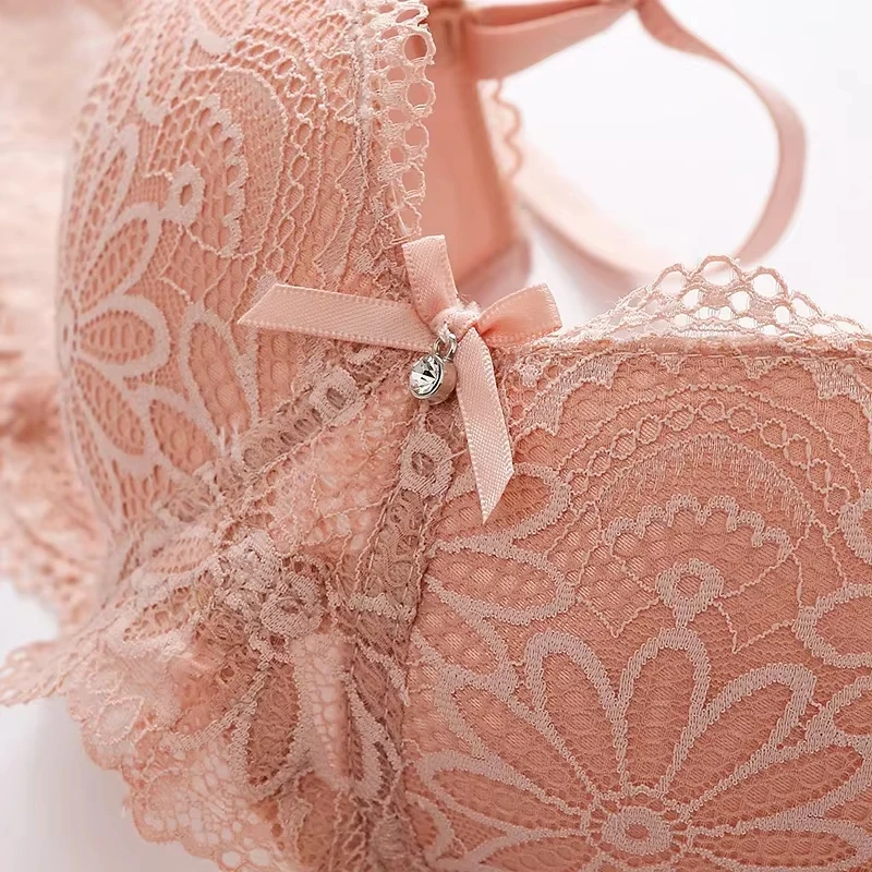 Lace Bra for Women Big Cup 1/2 Sexy Floral Underwire Underwear Ladies Push Up Thin Bra Half Cup 36-42C Black Gather Brassiere 4