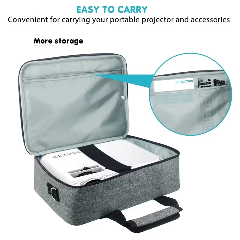 Borsa per Proiettore, Custodia per Proiettore con Tasche Porta Accessori e Cinghie Regolabili, Borsa da Trasporto Portatile - immagine 4