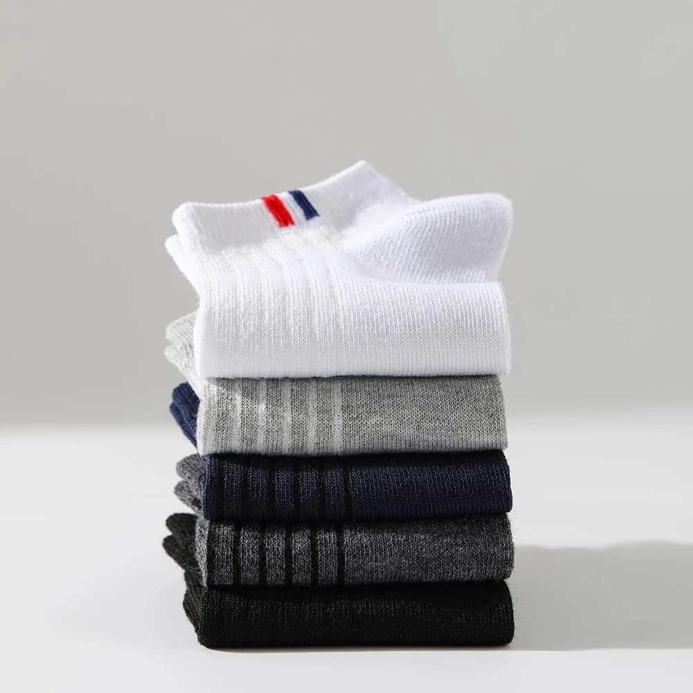 Boat Socks 5 Pairs Thin Summer Boat Socks Solid Color Men's Casual Socks Breathable Sweat Absorbing Invisible Men's Business Ankle boat socks