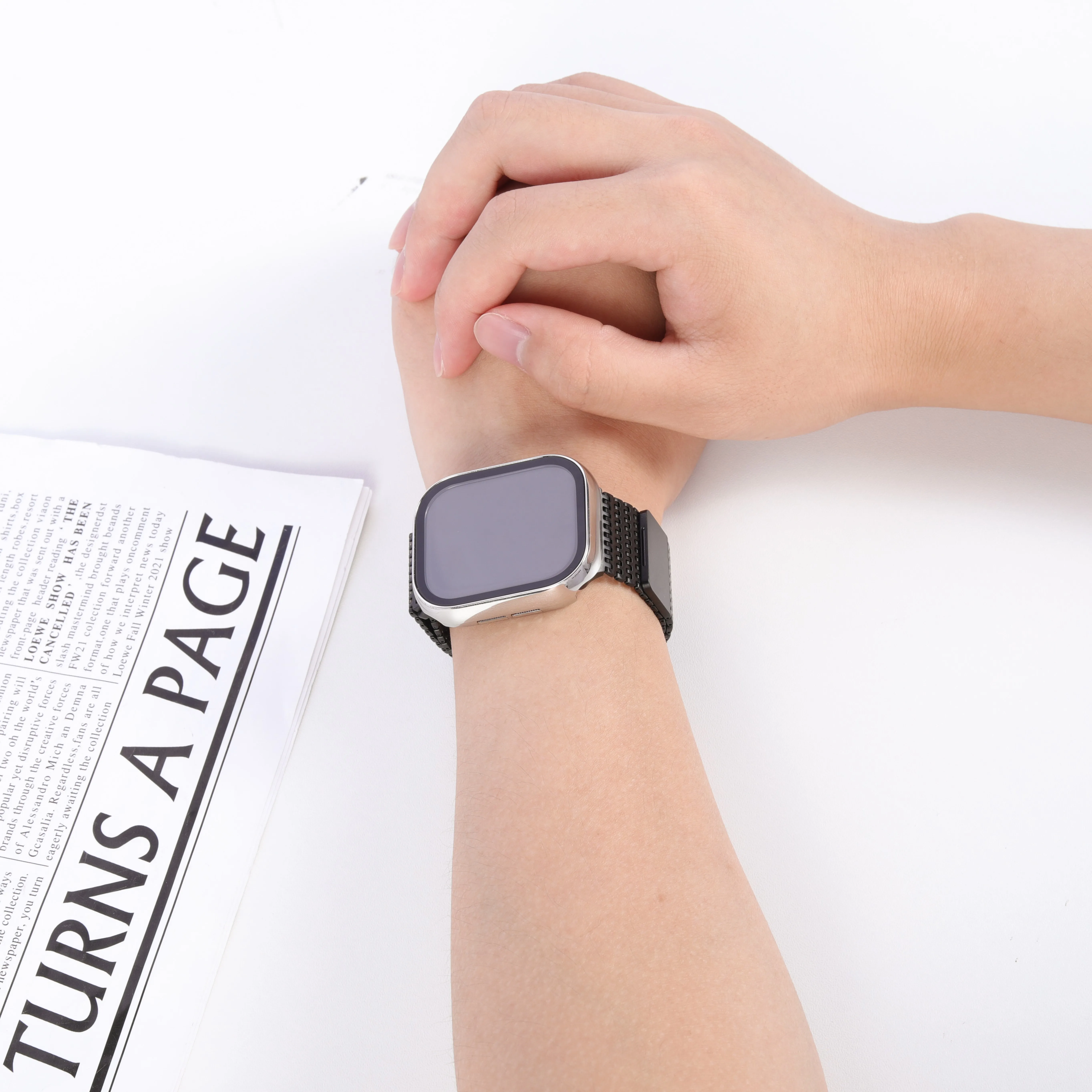 Apple Watch Case with Screen Protector - Plating Hard PC Bumper with Tempered Glass Cover