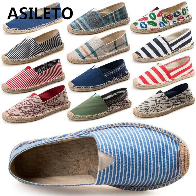 ASILETO Black Retro Vintage Ladies Womens Casual Espadrilles Shoes For Female Unisex Larger Size Breathable