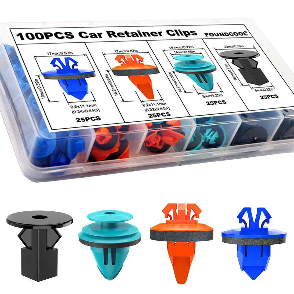 100pcsCarTrimRetainerClipsBumperFenderFastenersRivetDoorPanel