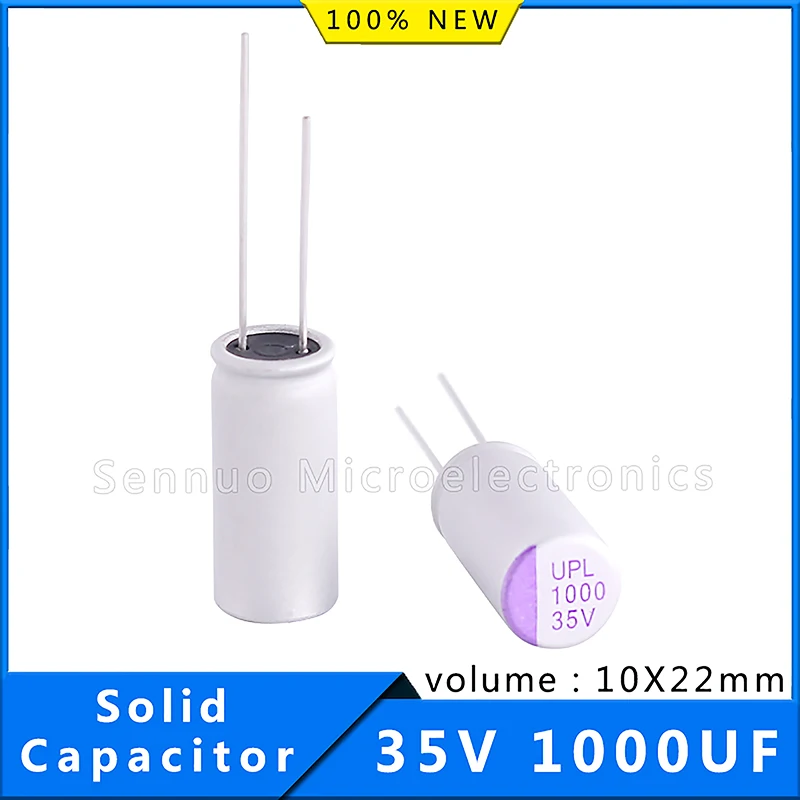 

10pcs new capacitor 1000 uf 35 v low esr solid capacitor volume 10mmx22mm 1000uf 35v DIP Solid Electrolytic Capacitor Aluminum