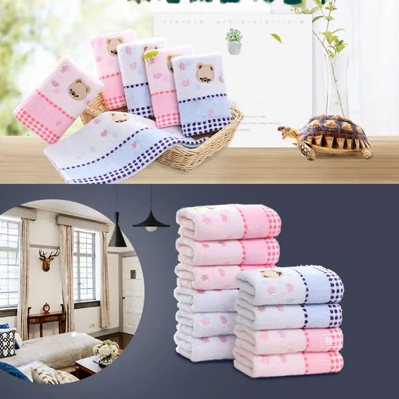 

Cotton Cartoon Bear Children Small Square Towel 25x50cm Household Wipes