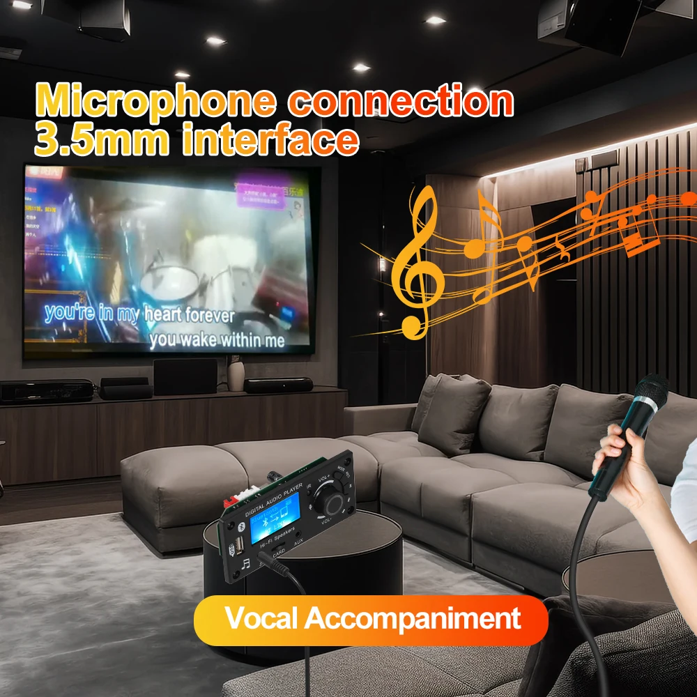 DC 12V Bluetooth5.0 LCD MP3 WMA WAV Decoder Board Handsfree Call Recording Car Audio Microphone USB TF FM Radio Mp3 Music Player mp3 mp4 player