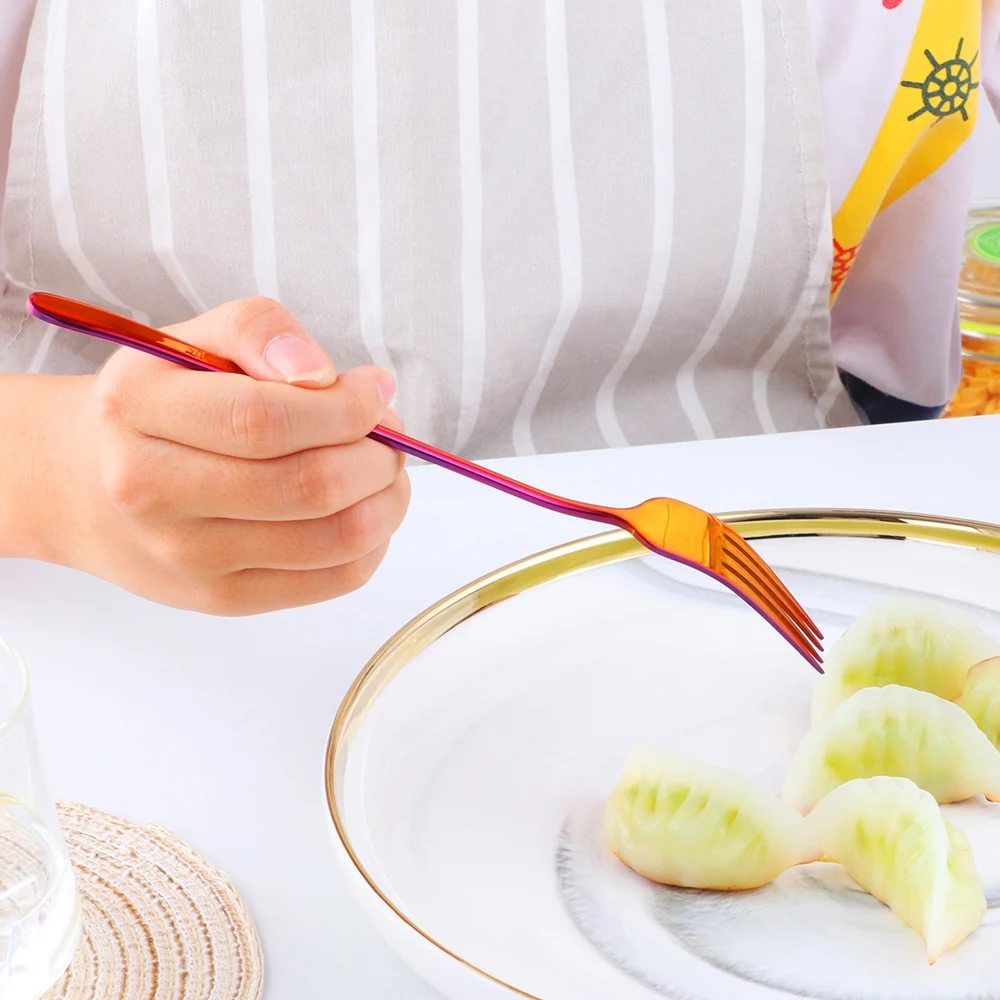 304 Stainless Steel Dinner Fork Dessert Salad Forks Long Handle Tableware Kitchen Restaurant Party Steak Fork
