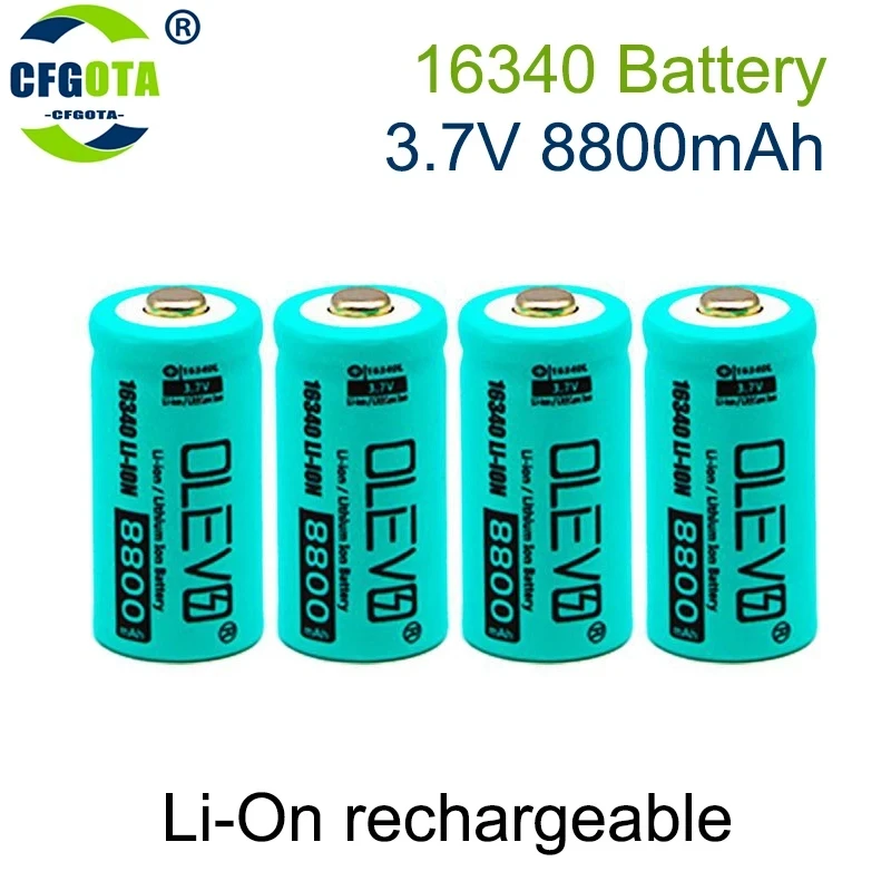 

2024 New Li-ion 16340 Battery CR123A Rechargeable Batteriy 3.7V 8800mAh CR123 for Laser Pen LED Flashlight Cell Security Camara